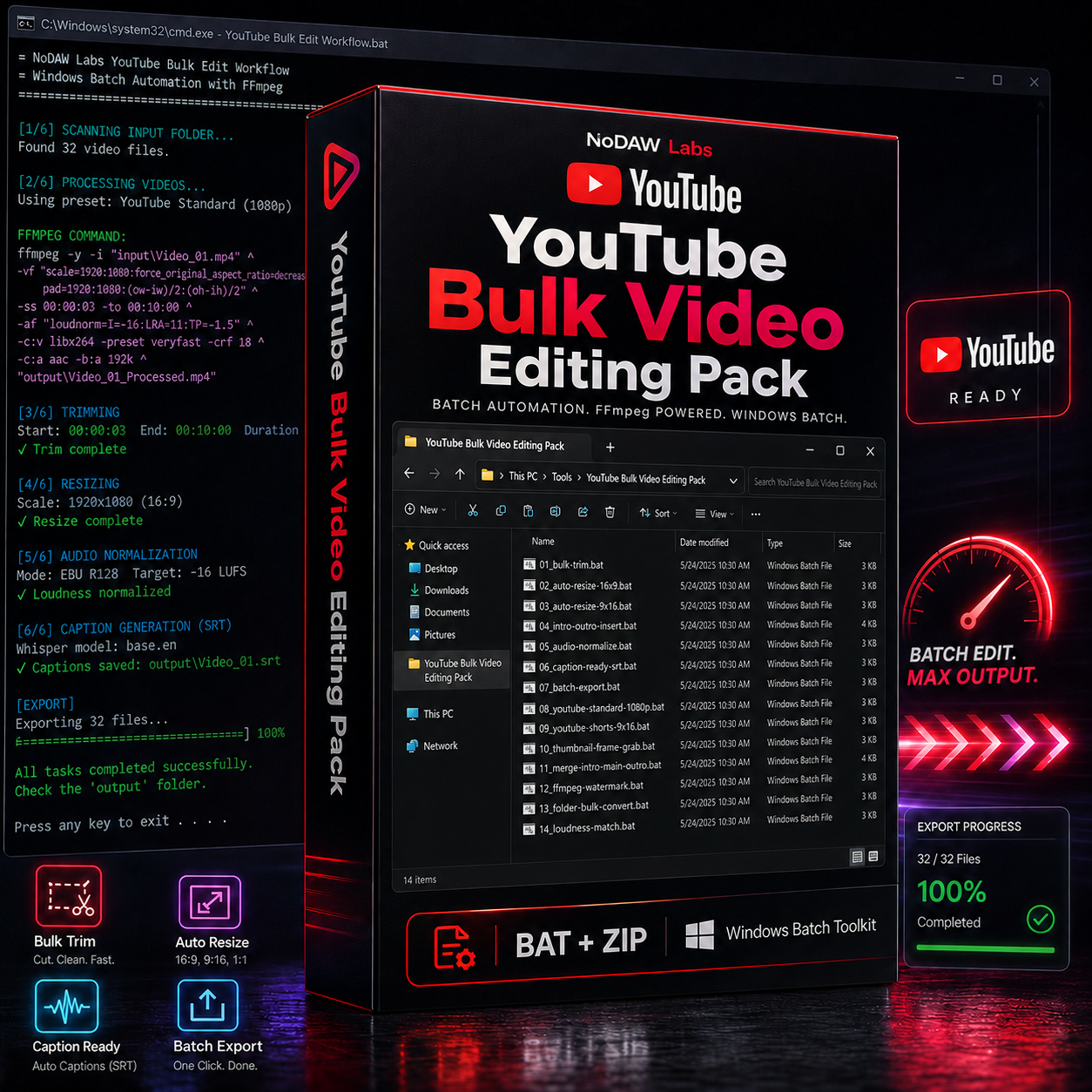NoDAW YouTube Bulk Video Editing Pack